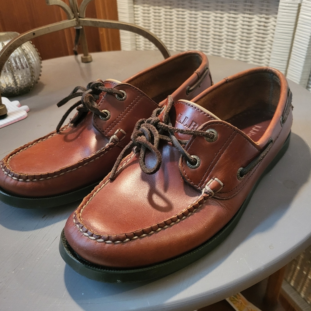 L.L. Bean Brown Leather Shoes with Moccasin Construction